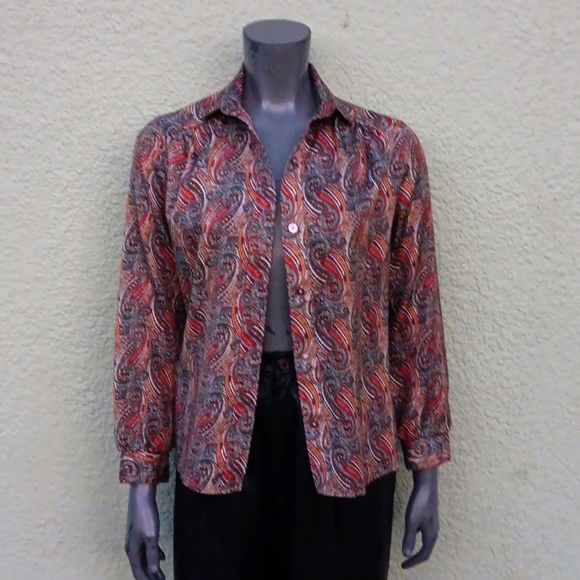 PINS AND NEEDLES (USA) LADIES VINTAGE PAISLEY BLOUSE/BUTTON DOWN LUXURY TOP - Picture 4 of 17